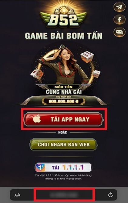 Bước 1: Truy cập trang chủ đáng tin cậy của B52 Club và chọn “TẢI APP NGAY”.