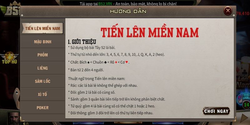 Chơi game bài tiến lên miền Nam B52 Online mọi lúc mọi nơi
