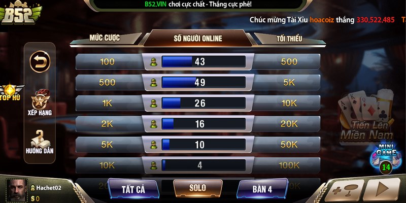 Sảnh tiến lên Miền Nam B52Club