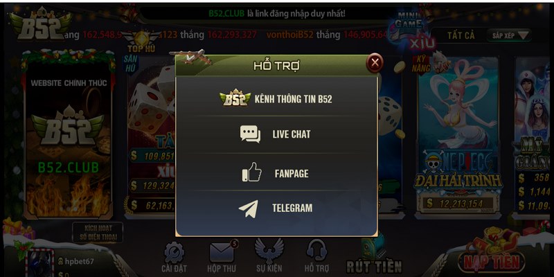 B52 Club có hỗ trợ nhiều kênh chat để khách hàng thuận tiện hơn trong việc liên hệ với đội ngũ CSKH